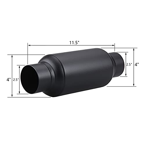 LCGP 2.5'' Inlet & 2.5" Outlet, Universal Resonator, 11.5'' Overall Length Stainless Steel Muffler/Weld On - color: Black, size: 2.5" Inlet 11.5" Overall Length