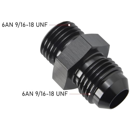 6AN Male Flare to 6AN ORB O-ring Boss Fuel Pump Rail Adapter Fitting Aluminum Black, Pack of 2 - color: Black - 2PCS, size: 6AN to 6AN ORB