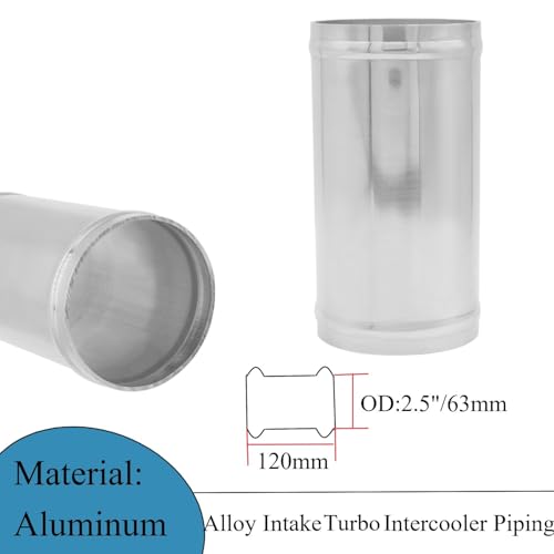 YSIL 2.5" OD Intercooler Pipe Air Intake Tube 4.72"/120mm Straight Aluminum - size: OD: 2.5"(63mm)