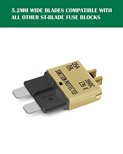 LENKRAD Automotive 5 Amp ATC/ATO Resettable Fuse 5A Manual Reset Standard Blade 5Amp Fuses Manual-Reset Circuit Breaker 5A for Car Truck RV Automotive Marine Boat Trolling Motorhome, 5 Pack… - color: E39-5A-5 Pack