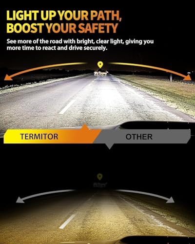 Termitor H7 Light Bulbs, 90,000LM High Brightness, 1:1 Original Halogen Size, Plug and Play 3-Min Installation, IP68 Waterproof, 10-Year Lifespan for H7 Light Bulbs, Pack of 2 - size: H7/H7LL