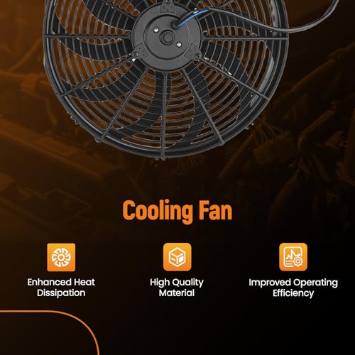 maXpeedingrods 16" Universal Slim Fan 3500FCM Push Pull Electric Radiator Cooling 12V Mount Kit - size: 16 inch