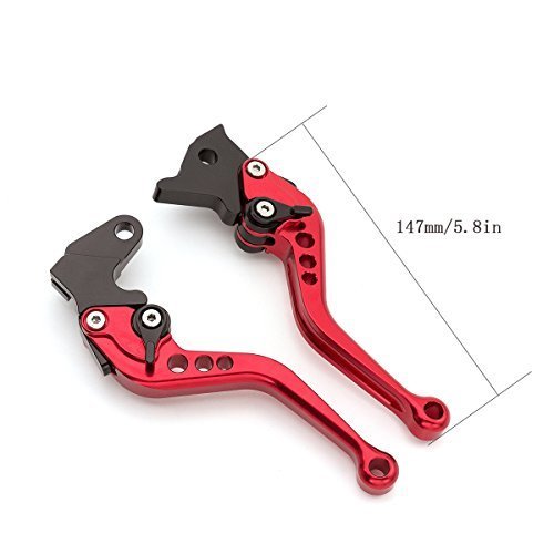 CNC Motorcycle Short Adjustable Brake Clutch Levers Compatible with NC700/NC750 S/X 2012-2015, Fury/VTX1300CX 11-18, VT750 Phantom/Shadow 10-19, Black Spirit 14-16, CMX 500/300 Rebel 2017-2020 - color: Red Lever with Black Adjuster
