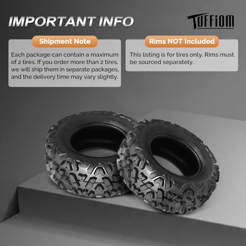 TUFFIOM 25x10-12 ATV Tires Set of 2 for All Terrains, Mud Sand Off-road ATV UTV Tire for Trail Vehicles, 6 PR, Deep Tread, Tubeless - size: 25x10-12(2 pack)