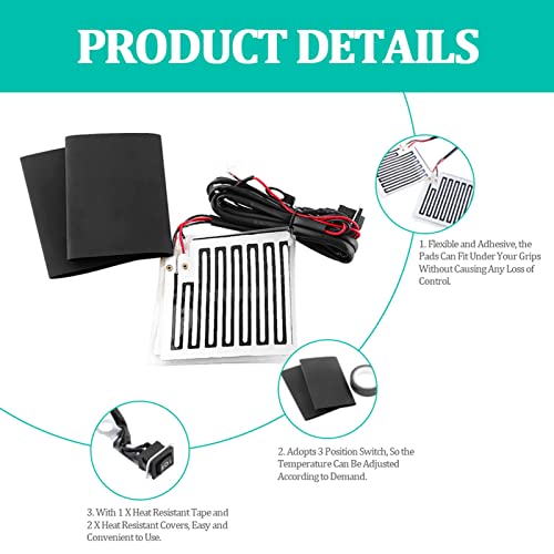 12v Motorcycle Heated Grips, Handlebar Pad Fits Universal Grip ATV Motorcycle