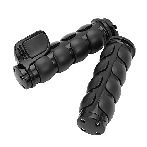 Pair of 1" Dual Black Motorcycle Bar End Hand Grips Handlebar Compatible with Cruisers Harley Yamaha Suzuki - color: Black#2