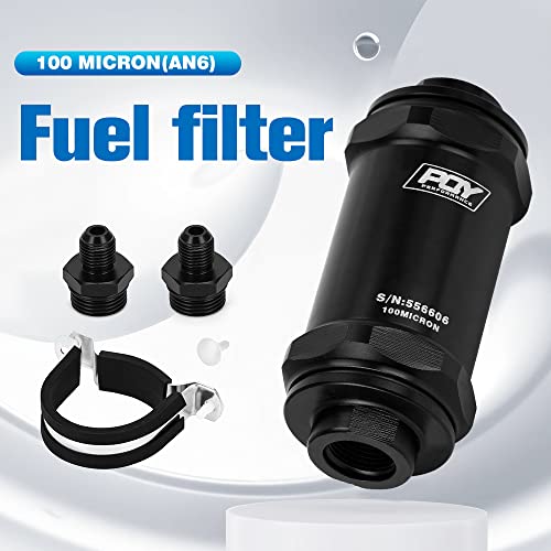 AN6 Inline Fuel Filter E85 Ethanol With 100 Micron Stainless steel element - size: AN6 - 100 Micron