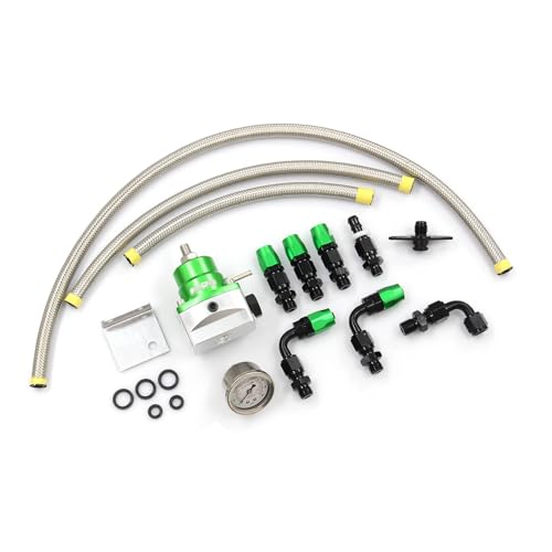 Universal EFI Fuel Pressure Regulator Kit with 0-160psi Fuel Pressure Gauge - color: GREEN