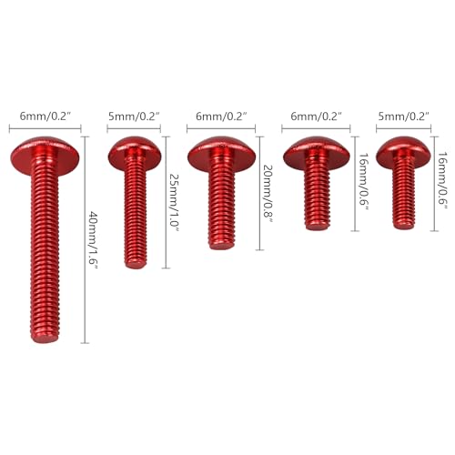 NICECNC 253Pcs Motorcycle Fairing Bolt Kit, M5 M6, Titanium Alloy, Red - color: red