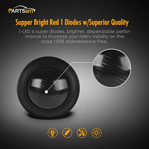 Partsam 10X 3/4" Round Red LED Marker Lights Side Marker Clearance Indicators Bullet Light for Trailer Truck Car Bus Van Pickup RV Camper UTV ATV, Smoked Lens,12V - color: Red