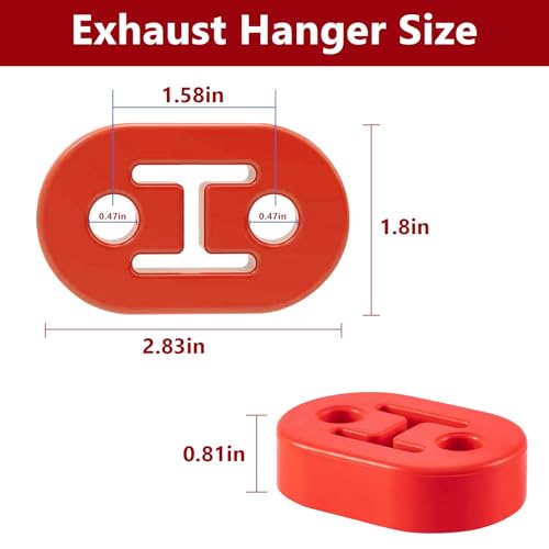 2 Pack Exhaust Rubber Hanger, Rubber Muffler Hangers with 2 Holes 0.47 Inch - color: red-4PCS
