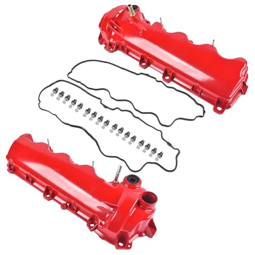9L1Z6582C 2PCS Red Aluminum Valve Covers Replacement for Ford F-150 F-250 F-350 Explorer Expedition Mustang 2005-2010 OE# 264-909 264-908 9L1Z6582D 7L1Z6584A - size: 9L1Z6582C Red
