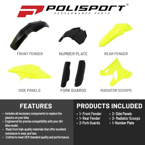 Polisport Motocross MX Replica Plastic Kit - FLO Yellow/Black (2015-2021)