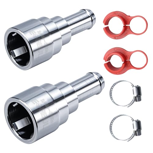 EVRBUL 2PCS Heater Core Hose Connectors - Stainless Steel Coolant Hose Connector Inlet/Outlet 3/4In Tube x 5/8In Hose Compatible with Chevrolet GMC Cadillac Replace# 15032062 800-409HP