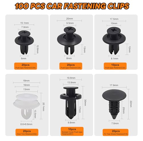 135PCS Car Bumper Retainer Clips Kit, Car Body Trim Clips Set