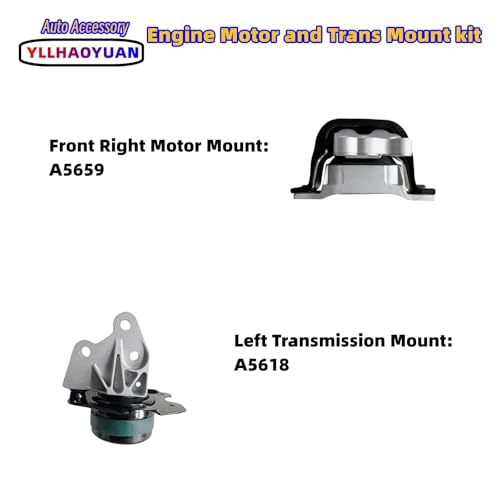 Yllhaoyuan Set of 4 Complete Engine & Transmission Mount Set - size: Equinox 2010-2017 2.4L