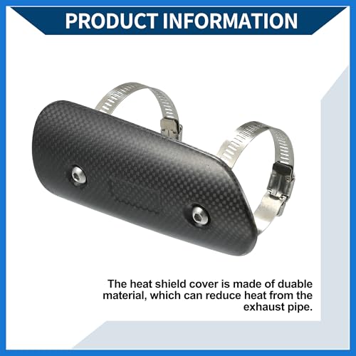 Muffler Heat Guard with Clamp/Exhaust Pipe Head Shield Cover for Motorcycle/Heat Insulation Carbon Fiber 145x62mm / 1 Set Black Auto Accessories