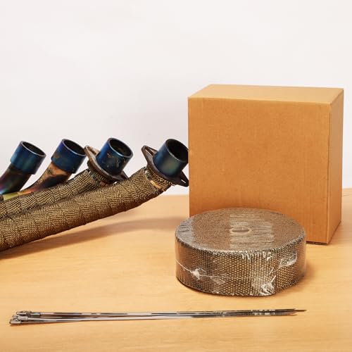 Exhaust Heat Wrap Roll 2" x 33' Titanium Fiberglass Heat Shield Tape 1 Rolls 5cm x 10m with 10pcs Stainless Ties for Motorcycle Car Truck - style: Titanium33' /1roll