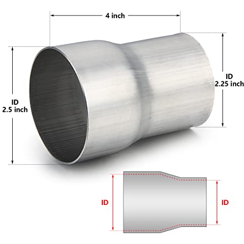 A-KARCK Exhaust Adapter Connector 2.25" ID to 2.5" ID, Exhaust Pipe Reducer 4" Overall Length 304 Stainless Steel - size: 2.25" ID to 2.5" ID