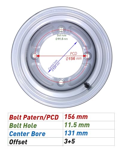 WANDA Sport ATV Tire Wheel 22X10-10 on 4X156mm PCD 3+5 Silver Rim 10195,Pk2 - size: 22X10-10 + 4x156 wheel