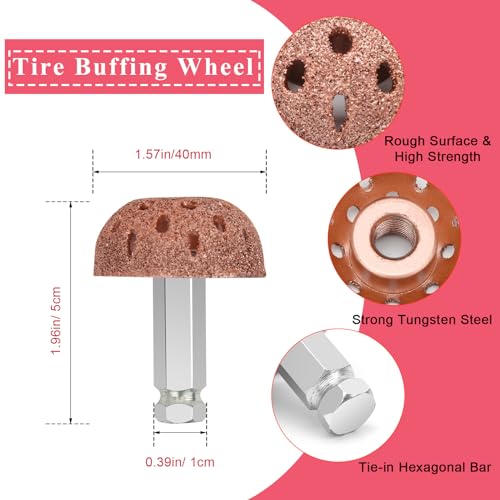 2Pcs Tire Repair Patch Tools, Strong Tire Patch Roller Kit/Repair Buffing Wheel for Air Buffer, Grinding