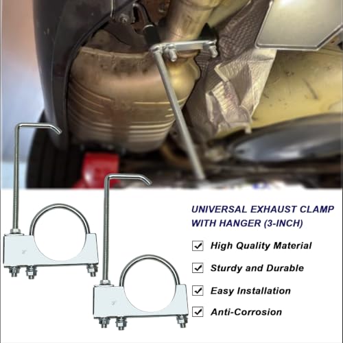 3" Exhaust Clamp With Hanger One-Piece Muffler Hanger, Pack of 2 - size: 3"-2 PACK(One-Piece)