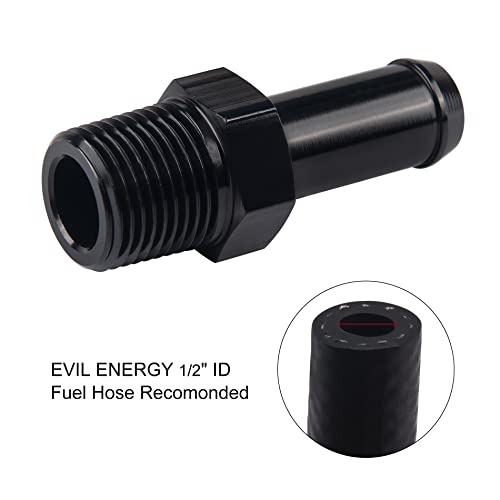 EVIL ENERGY 3/8" NPT Male to 1/2" Barb Fitting Adapter Straight Aluminum Black 2PCS - size: 3/8 NPT to 1/2 Barb