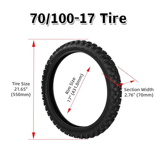 70/100-17 2.50/2.75-17 Motorcycle Tire and Inner Tube Set, Off Road Tires - size: 70/100-17