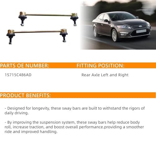 Sway Bar Link Kit Front Stabilizer Bar End Links 2Pcs Heavy Duty Steel Suspension Replacement Parts For Ford Mondeo III OE 1S715C486AD - size: 830523