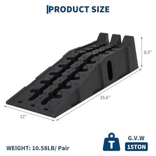 Heavy Duty Low Profile Vehicle Service Ramp – 12,000 LB Capacity Car Ramp for Oil Change & Maintenance, 6.7" Lift, Non-Slip Surface, Portable, 2-Pack – Ideal for Trucks, SUVs, Cars