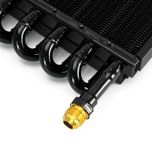 Universal 1/2" Transmission Oil Cooler Aluminium alloy 16 Pass Tube & Fin Black Compatible with 1/2" transmission cooler lines - color: Black, size: 16 Pass