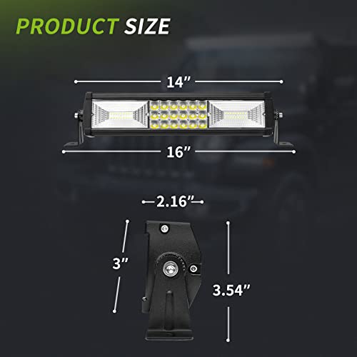 AUTOSAVER88 35.6cm(14인치) LED 조명 바 트리플 로우 스팟 및 플러드 콤보 - size: 36cm(14인치), style: 트리플 로우 스트레이트