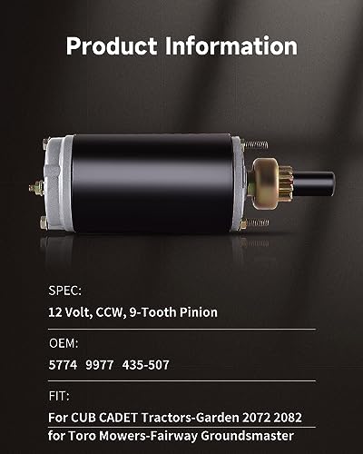 OCPTY Kohler 스타터 20 Hp 1987-2000 정원 트랙터 새끼 생도 2072용