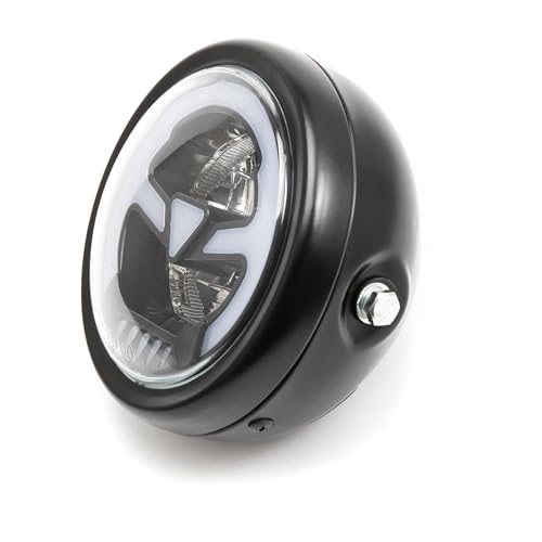 Motorcycle Headlight 5.75 inch Round LED with Mounting Brackets Assembly, Front Headlamp with DRL High/Low Beam for Cafe Racer E-bike Bobber Chopper (style A) - style: style A