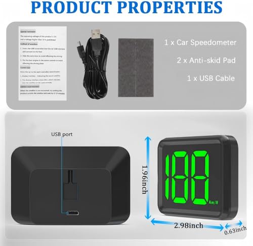 GPS Speedometer for Car with KM/H Speed,Digital Speedometers for Cars with USB Plugs and Real-Time Display,5V Cars Speedometer Display Car Tools for Accurate Speed Monitoring (KM/H) - color: KM/H