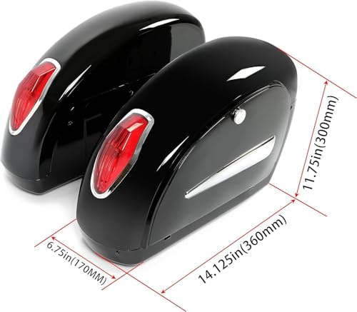 ECOTRIC Motorcycle Saddlebags W/Lock and Lights 36L Compatible with Harley - color: Black, size: Saddlebag 36L Pair