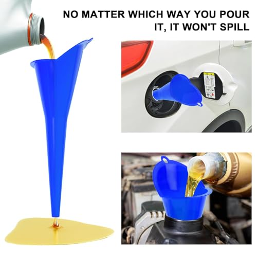 Long-Neck Oil Funnel for Automotive – Multi-Function Plastic Funnel for Oil, Gas & Lubricants – Universal Car Accessory (Blue (1-Pack)) - color: Blue (1-Pack)