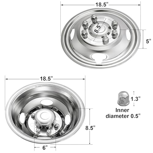 17" 8 Lug Wheel Simulators,Stainless Steel,4pcs Front and Rear Wheel Simulators,Hubcaps with Bolt Kit Fit for 2005-2025 Ford F350 Truck - size: 17" 8 Lug for 2005-2025 Ford F350