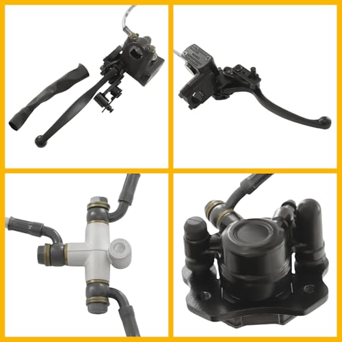Front Steering Knuckle Assembly Kit for 125cc 150cc 200cc 250cc ATV UTV, 2 Steering Knuckle Spindles+2 Brake Disc Rotors+1 Brake Caliper, Direct Fit Replacement Steering Complete Kit - size: B