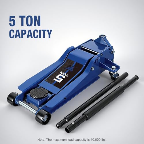 Floor Jack 5 Ton Hydraulic Low Profile Floor Jack with Dual Piston Quick Lift Pump, Home and Workshop Car Maintenance for Various Vehicles, 5 Ton (10,000 lbs) Capacity, Blue - color: Blue