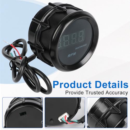 Car Tachometer Tacho Gauge 0-9999 RPM Gauge Meter Kit 2inch 52mm - size: Tachometer Tacho Gauge