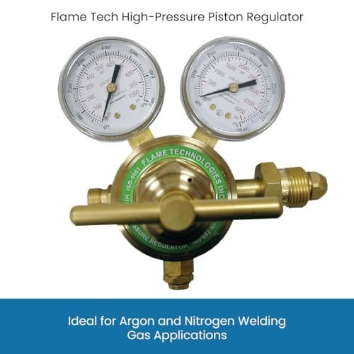 Flame Tech Nitrogen Regulator for Argon Gas, High-Pressure Piston