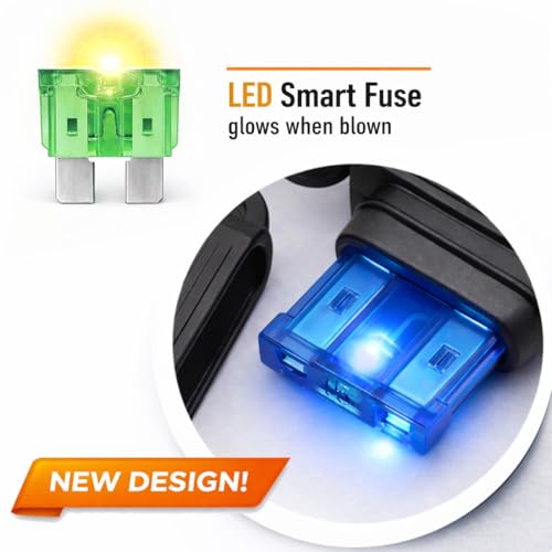 MGI SpeedWare 60pcs LED Blade Fuse Assortment, Smart Glow, 5A 10A 15A 20A 30A 40A, ATO/ATC 12vDC Automotive Protection (with LED Indicator) - style: With LED Indicator