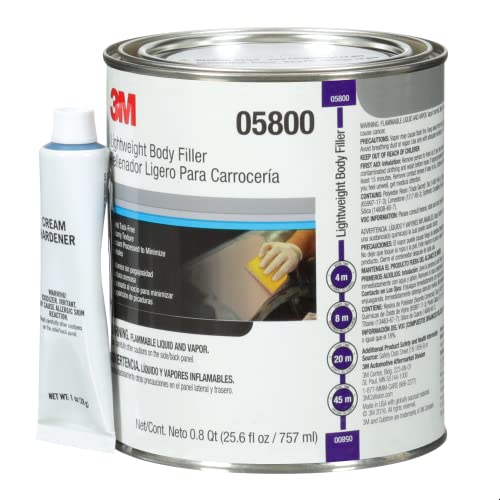 3M Lightweight Body Filler, 05800, 1 qt, White - size: 32 Fl Oz (Pack of 1), style: 05800