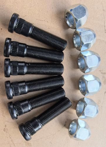 6pcs 9/16"-18 x 2.32 in. UHL Length 0.622 in. Knurl Press-in Wheel Studs with Lug Nuts Replacement for 5,200 to 7,000-lb. Trailer Axle Trailer Hub