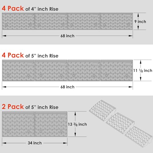 2 Pack 6" inch Rise Driveway Curb Ramps, 17"(L) x 13.4"(W) x 6"(H) Loading Ramps for Car, Pickup, Motorcycle, Truck, Heavy-Duty Rubber Kerb Ramps 6000 LBS Load Capacity (6" Rise - 2Pack) - size: 6" Rise - 2Pack