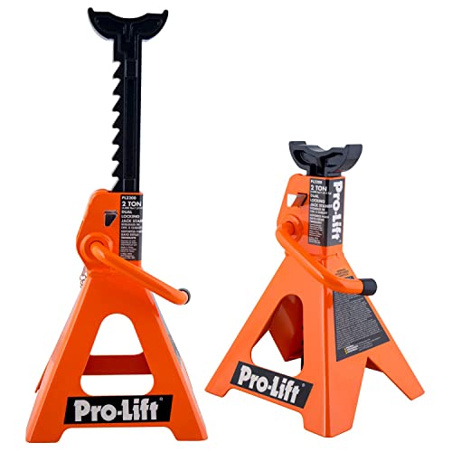 Pro-Lift Double Pin Jack Stands – Heavy Duty 2 Ton in Pair with Ratchet Bar and Mobility Pin Design
