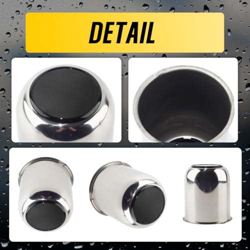 2Pcs 3.19" Stainless Trailer Wheel Center Caps, 3.62" H Chrome - color: Chrome+Gloss Black Top Cover, size: 3.19" Hub 3.62"H