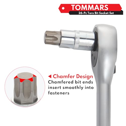 TOMMARS 26-PC Torx Socket Set, Torx Star Tamper Proof Security Bit - style: Torx and Torx Tamper Proof Bit Socket