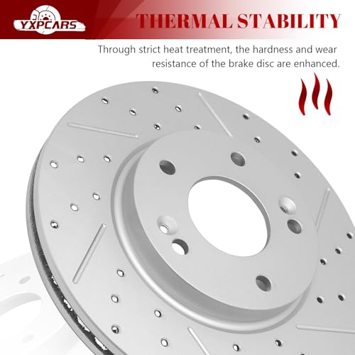 Front & Rear Drilled Slotted Rotors and Ceramic Disc Brake Pads Kit for Hyundai Elantra 2017 2018 2019 2020 2.0L
